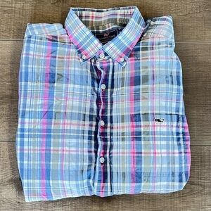 Vineyard Vines LS Shirt Classic Fit Tucker Men XL Cotton Light Check Preppy